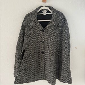 Steve Madden Women's Black and White Herringbone wool Coat
